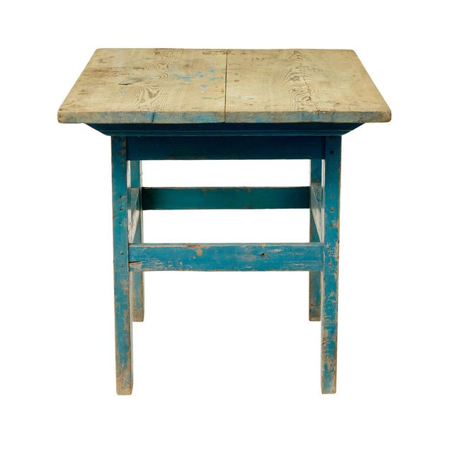 Rustic Swedish Painted Pine Side Table, 1880 For Sale - Image 3 of 9