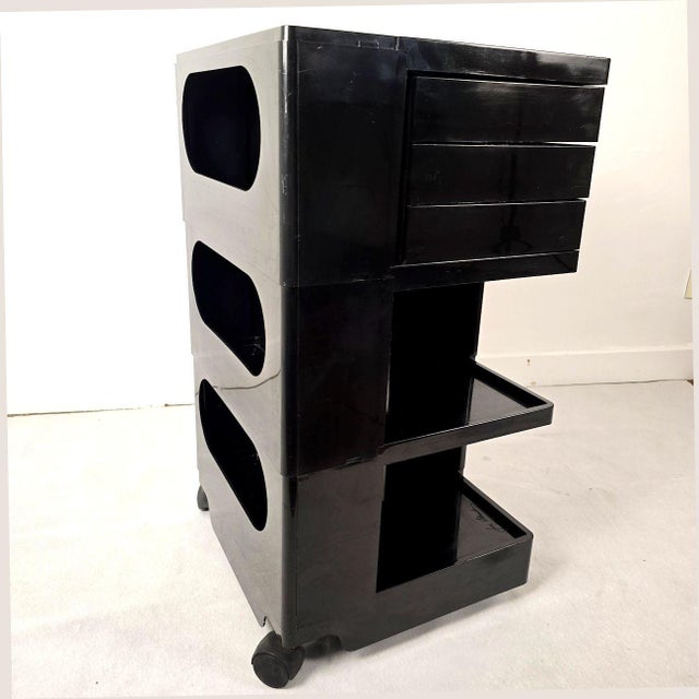Mid-Century Modern Mid Century Modern, Joe Colombo, Black Boby Trolley Cart 1970, Italy For Sale - Image 3 of 13