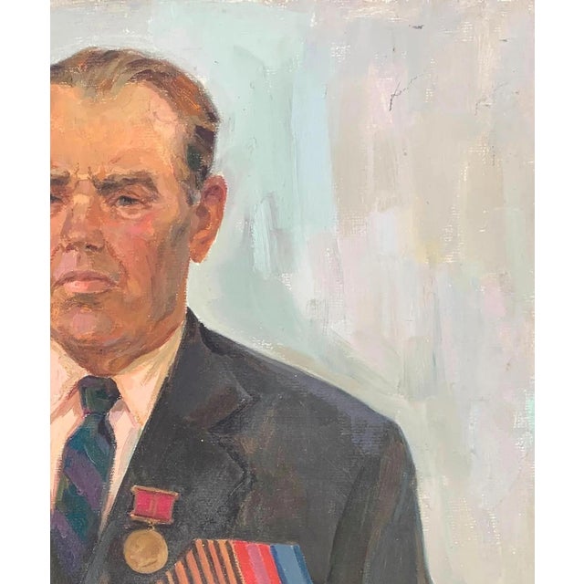 Realism Man Portrait, Ukrainian Soviet Oil Painting on Canvas, 1983 100-84 For Sale - Image 3 of 6