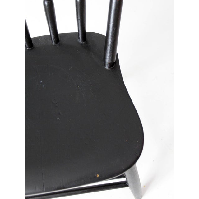 Black Vintage Black Painted Windsor Spindle Back Chair For Sale - Image 8 of 14