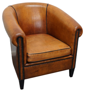 Vintage Dutch Cognac Colored Leather Club Chair