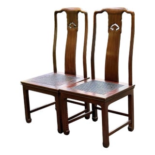 Vintage Henredon Ming Mahogany and Cane Dining Chairs - A Pair For Sale