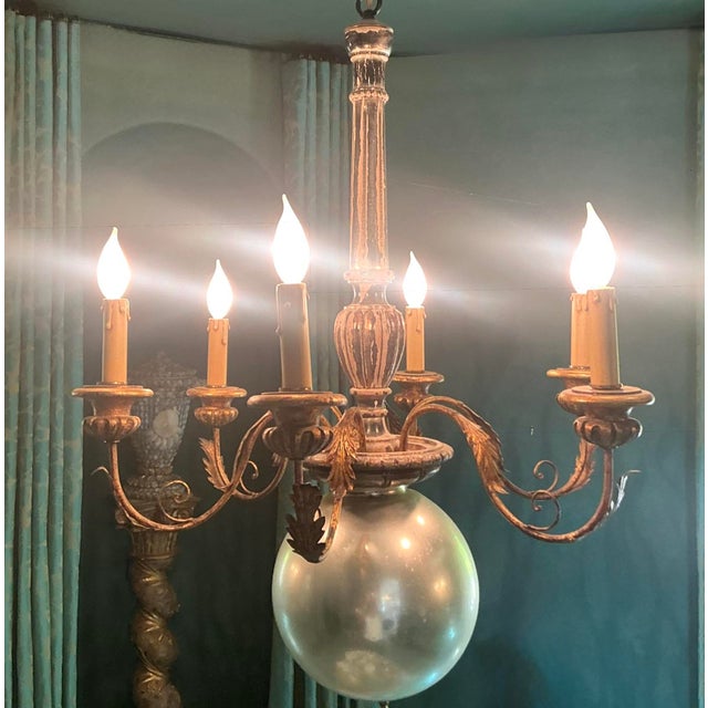 Vintage Regency Mercury Glass Chandelier For Sale - Image 10 of 10