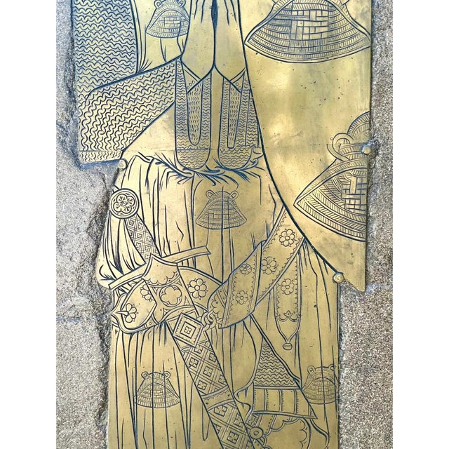 Brass Vintage Monumental Knight Brass Rubbing For Sale - Image 8 of 12