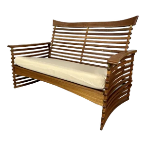 Vintage Slatted Teak Settee