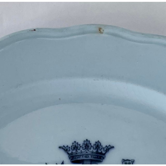 1868 English Baby Blue Flow Ware Heraldic Platter With Leopards & Crown - For Sale In Monterey, CA - Image 6 of 7