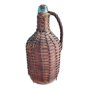 Antique Wicker Wrapped Demijohn Bottle