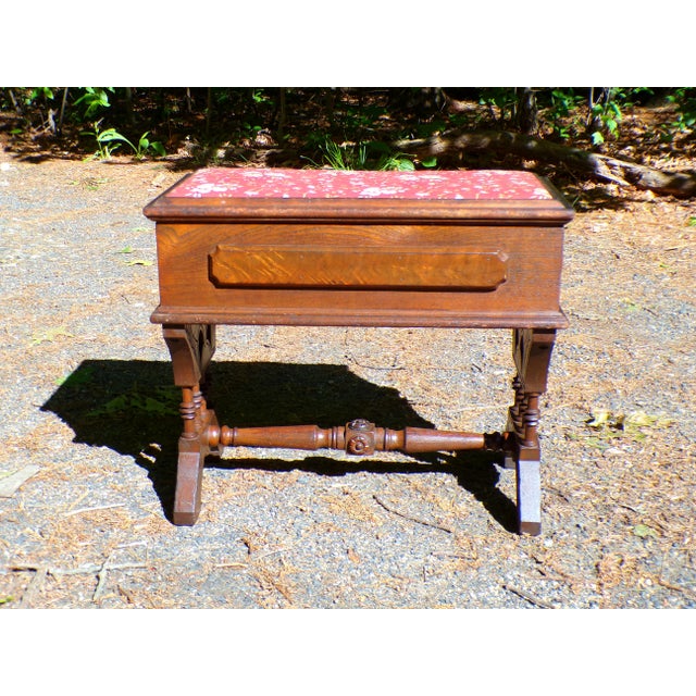 Antique Victorian Slipper Bench Solid Walnut Sewing Stool For Sale - Image 4 of 14