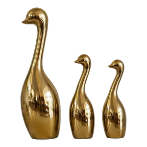 Oversized Sterling Industries Brass Tone Goose Sculptures — Set of 3 Hollywood Regency Floor Decor