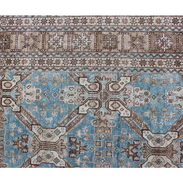 Antique All-Over Pattern Persian Geometric Tabriz Rug in Blue and Taupe For Sale In Atlanta - Image 6 of 13
