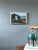 Mid-Century Modern Mid-Century Modern 'Seaside Bench' Mini Abstract Figurative Landscape Oil Painting by Swedish Artist Eric Elfvén (1921–2008), Framed For Sale - Image 3 of 10