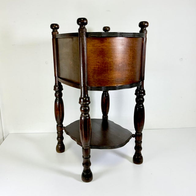 Early 1900s Antique Americana Boho Chic British Colonial Cushman Product Drinks Table Humidor For Sale - Image 13 of 14