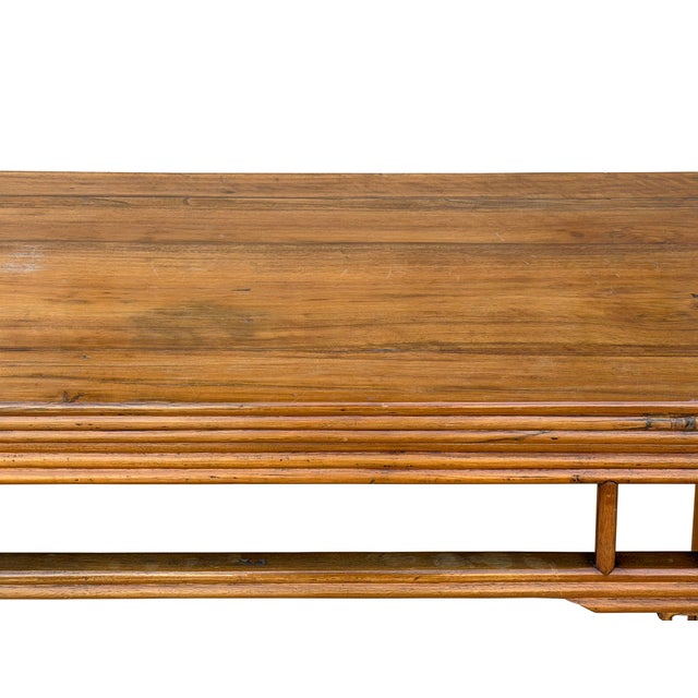 Vintage Honey Wood Tone Ming Style Round Legs Console Altar Table For Sale - Image 10 of 10