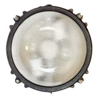 Industrial Black Cast Iron Ceiling Light from Elektrosvit, 1960s For Sale
