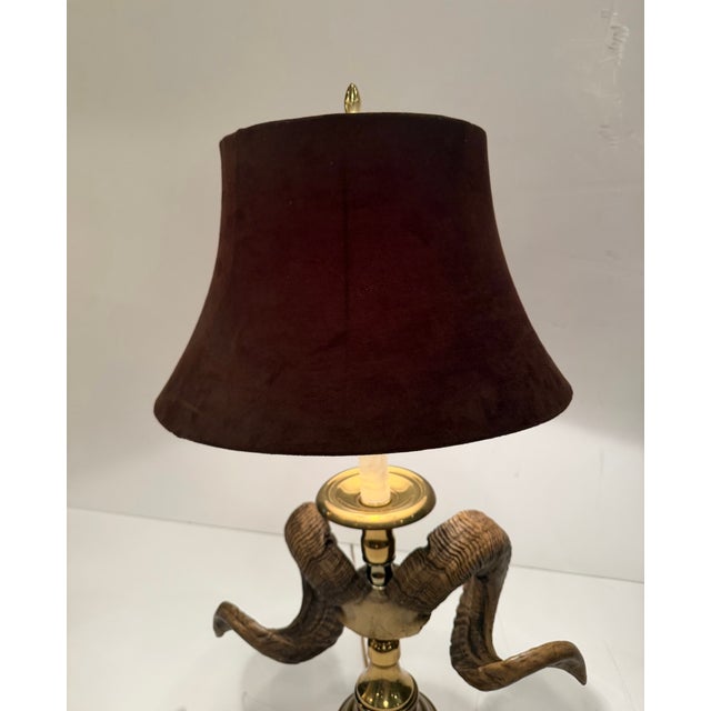 1970s Faux Horn & Brass Table Lamps -a Pair For Sale - Image 5 of 7