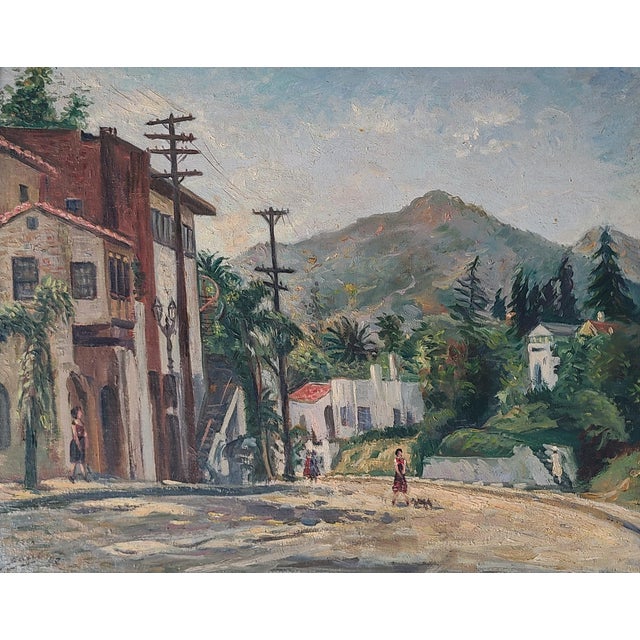 Original 1940s oil painting by WPA artist Saul Kovner (1904-1981) depicting an urban landscape in the Cahuenga Pass area...