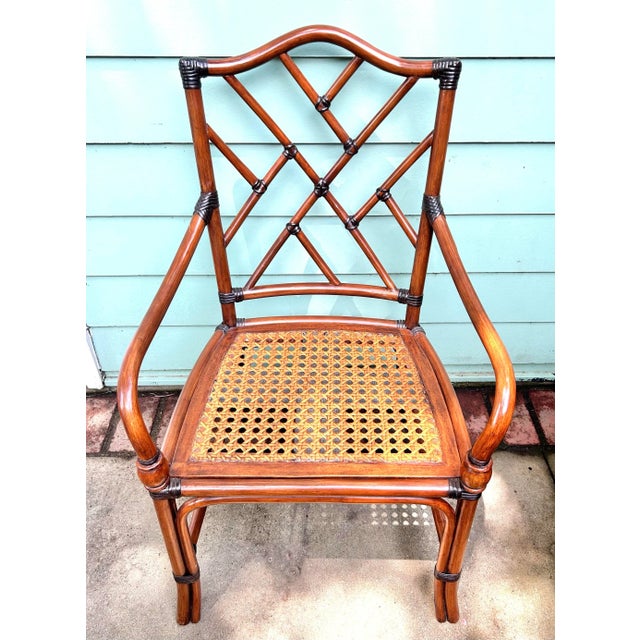 Pair of 1980s Chinese Chippendale Faux Bamboo Armchairs With Cane Seats For Sale In Louisville - Image 6 of 14