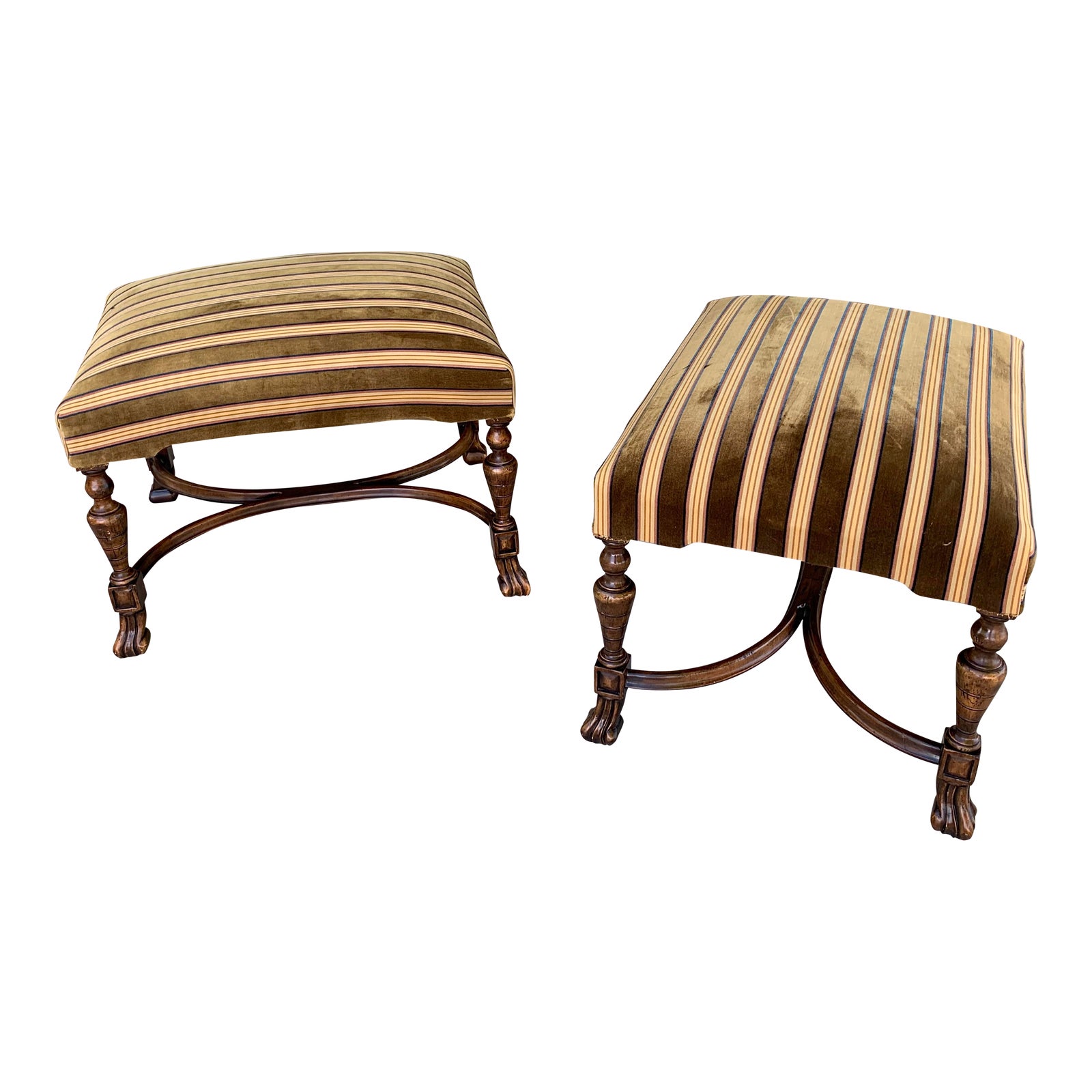 Antique Upholstered Spanish Colonial Ottomans a Pair Chairish