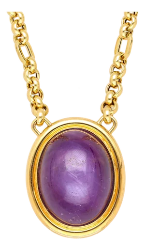 155.48 Carat No-Heat Purple Star Sapphire 18k Gold Bezel Pendant Necklace