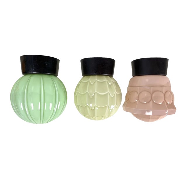 Art Deco Ceiling Lamps from Thabur, 1920s, Set of 3 For Sale