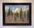 This artwork depicts a serene forest scene, featuring tall, slender birch trees contrasted against a backdrop of lush...