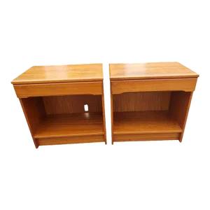 Danish Modern One Drawer Nightstands, a Pair, Circa 1970s