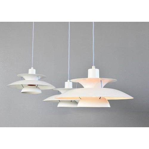 Model ph5 pendant light by louis poulson circa 1960s - comes with 120cm of cable - takes e27 fitting bulbs - white with...