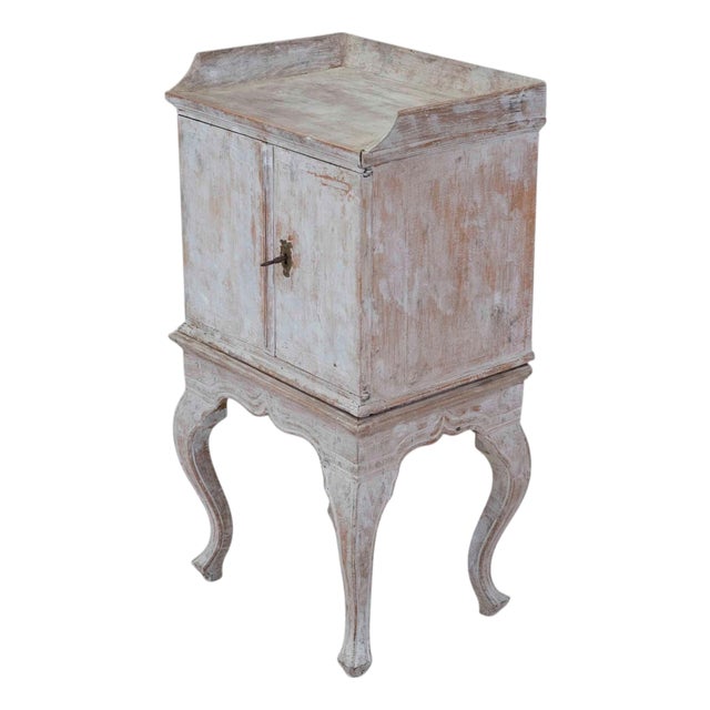 18th Century Rococo Nightstand in Later Grey Paint For Sale