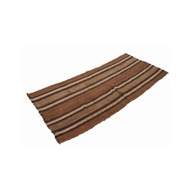 Mid-Century Modern Striped Brown Vintage Turkish Kilim Rug - 2`8″ X 6`4″ Ft. For Sale - Image 3 of 6