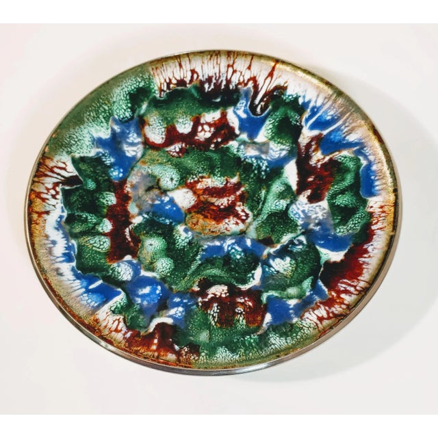 Vintage Mid Century Abstract Art Decorative Enamel Bowl For Sale - Image 9 of 9