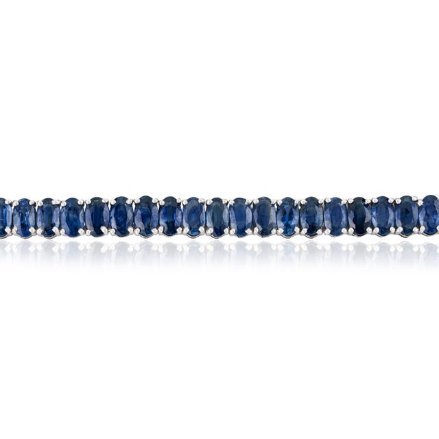 VRJewels Luxury 15.54 Carat Natural Royal Blue Sapphire Bracelet in 14k Gold For Sale - Image 4 of 17