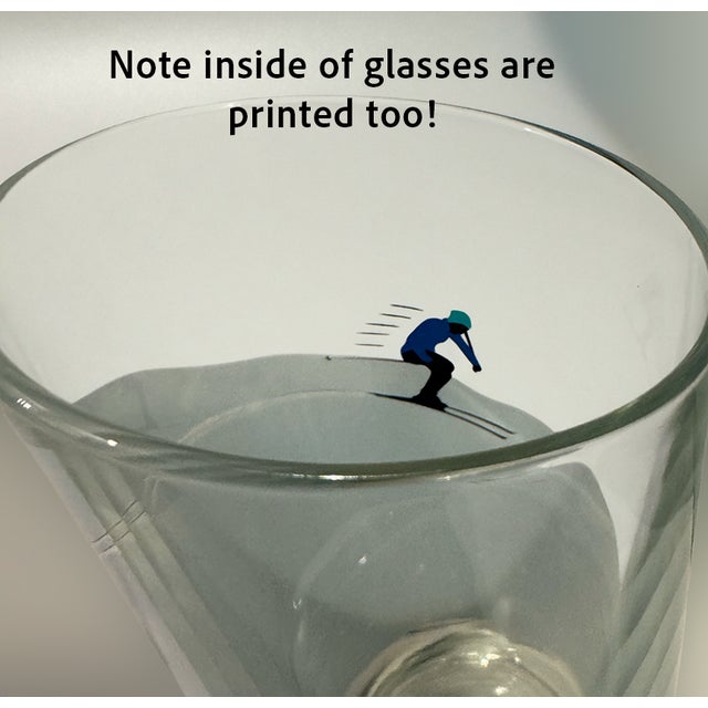 Late 20th Century Vintage Italian Alpine Skier Highball Cocktail Glasses — Set of 4 For Sale - Image 5 of 14