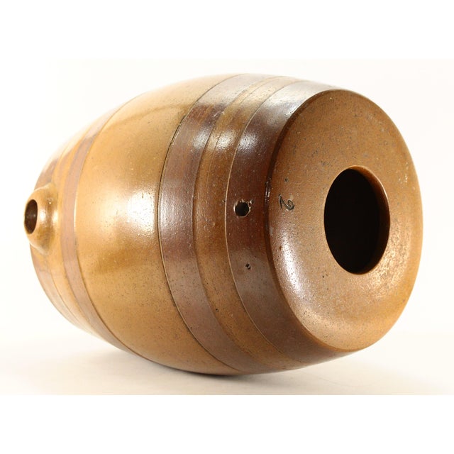 Brown 19th Century Brown Glazed Stoneware Cooler Dispenser, Barrel Shape, England For Sale - Image 8 of 12