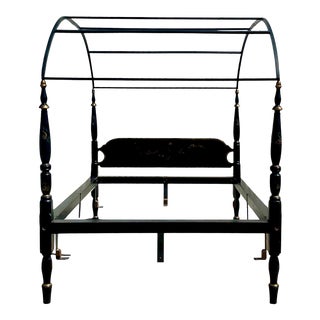 Vintage Regency Chinoiserie Canopy Queen Size Bed For Sale