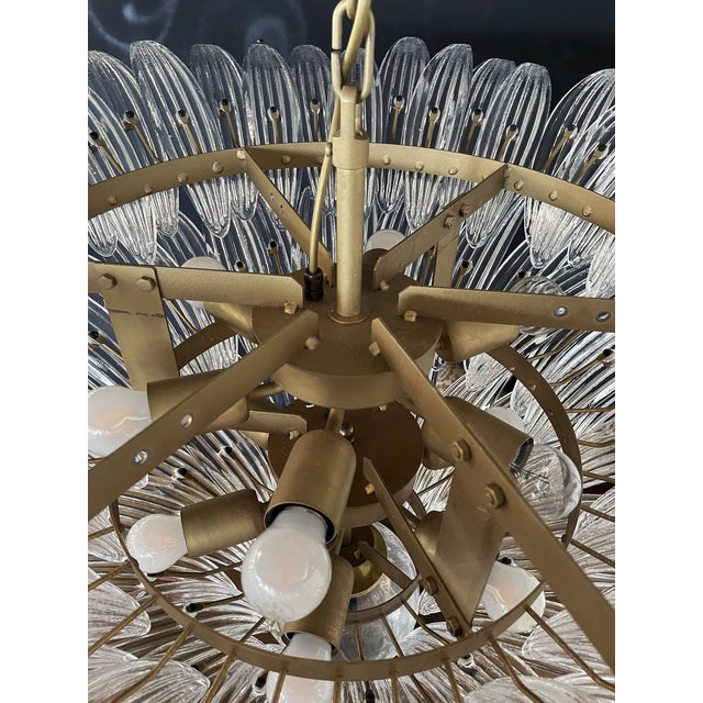 Murano Palmette Ceiling Light on Three Levels, 104 Trasparent Glasses For Sale - Image 9 of 12