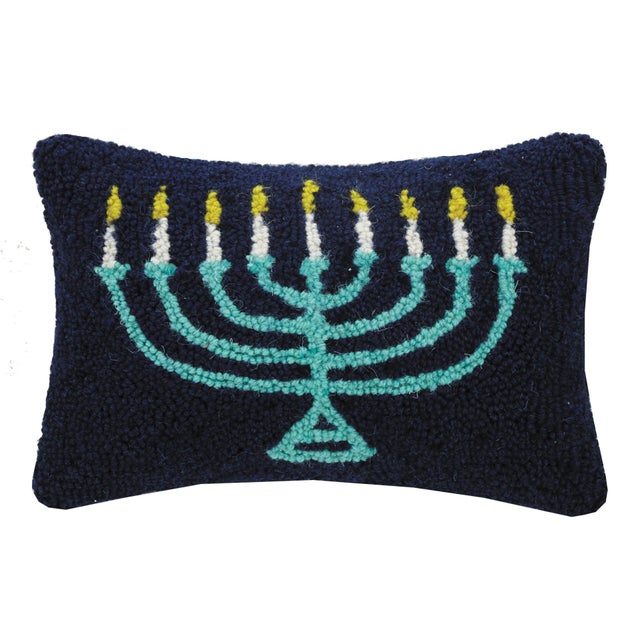 Traditional Menorah Hook Pillow 8" x 12" For Sale - Image 3 of 3