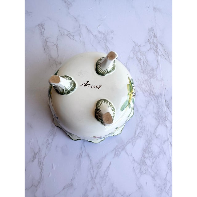 Hand Painted Vintage Italian Lidded Dish With Flowers For Sale In Boise - Image 6 of 11