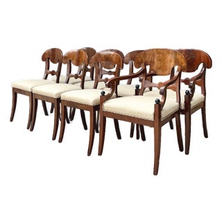 Vintage Biedermeier Flame Dining Chairs - Set of 8 For Sale
