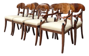 Vintage Biedermeier Flame Dining Chairs - Set of 8