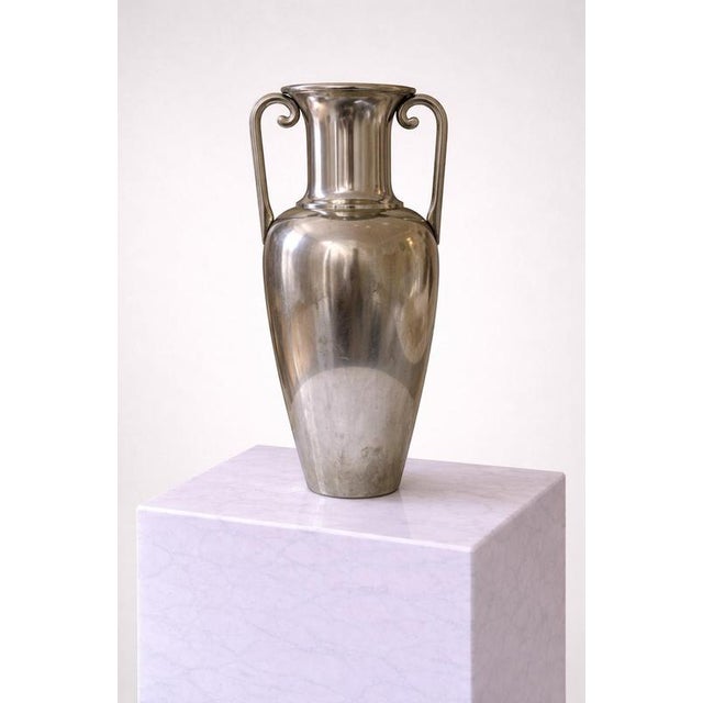 Swedish Art Deco Pewter Amphora Vase attributed to Svenskt Tenn, 1930s For Sale - Image 7 of 8