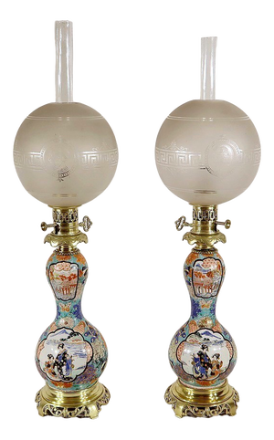 Napoleon III Oil Table Lamps, 19th Century, Set of 2