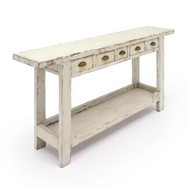 Painted French Chestnut Worktable, Console, Circa 1930 For Sale - Image 4 of 9