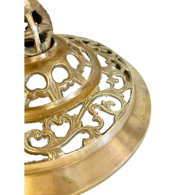 Vintage French Style Marble Top Brass Filigree Base Cocktail Table For Sale - Image 10 of 14