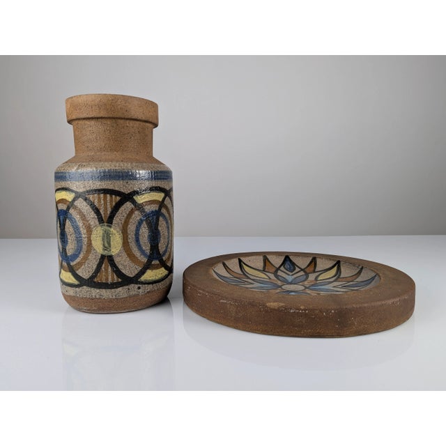 Gres Ceramic Vase and Plate by Antonio Salvador Orodea Aso Valdemorillo 1960s For Sale - Image 4 of 8