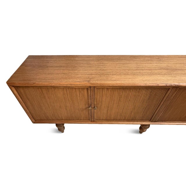 Oak Fluted Four-Door Sideboard Credenza For Sale In Los Angeles - Image 6 of 12