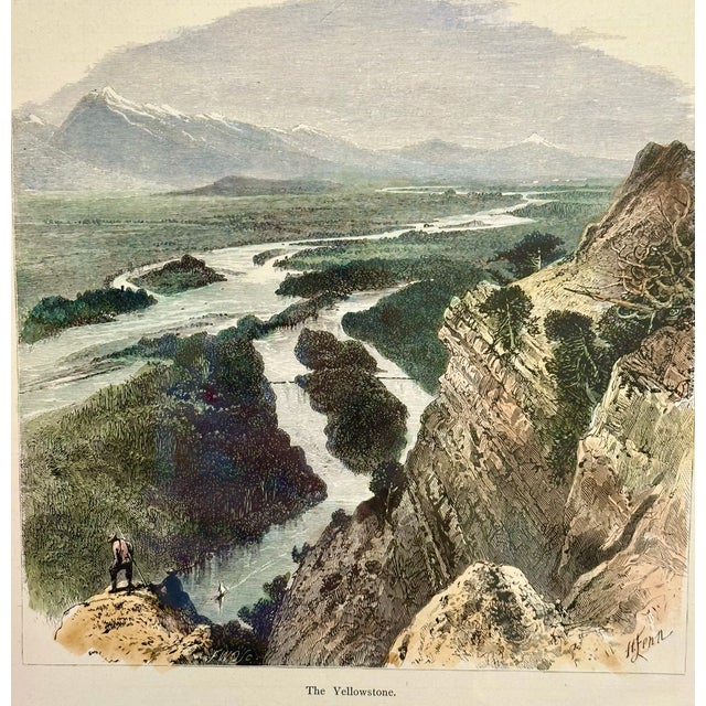 Yellowstone, Wyoming Original Landscape Framed Print, 1872 For Sale - Image 4 of 4