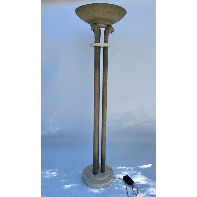 1960s Neoclassical Travertine Marble Torchiere Floor Lamp For Sale - Image 13 of 13