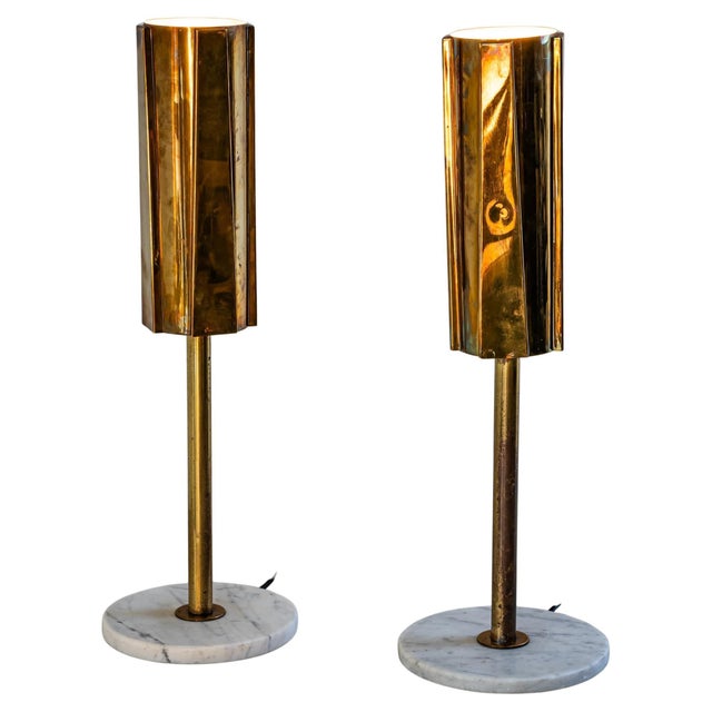 Late 20th Century Pair of Brass and Marble Table Lamps, Probably Italy For Sale - Image 18 of 18