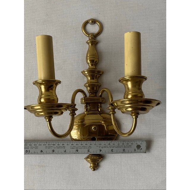Vintage Dutch Baroque Style Brass Double Arm Wall Sconce For Sale In Pittsburgh - Image 6 of 6