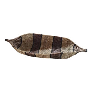 1960s Handwoven Gambela Canoe Bread Basket For Sale